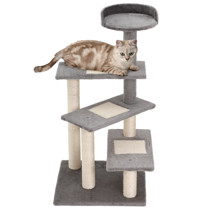 Cat Tower Kitten Scratch Scratching Scratcher Sisal Post Climbing Tower Activity Centre Grey