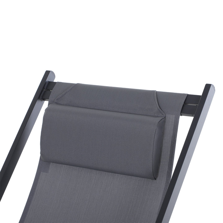 Set of 2 Folding Garden Beach Deck Chairs Deckchairs Seaside Folding Garden Patio Lounger, Grey