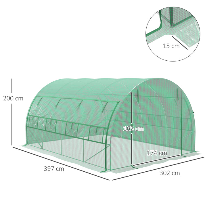 Greenhouse Walk-in Grow House Tent with Roll-up Sidewalls, Green