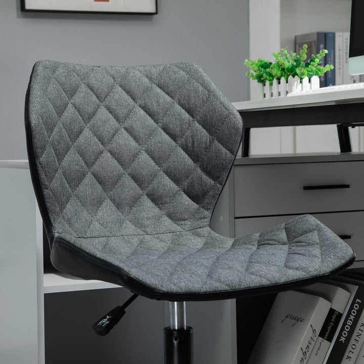 HOMCOM Swivel Chair, Home Office Computer Desk Chair With Nylon Wheels Adjustable Height Linen Grey