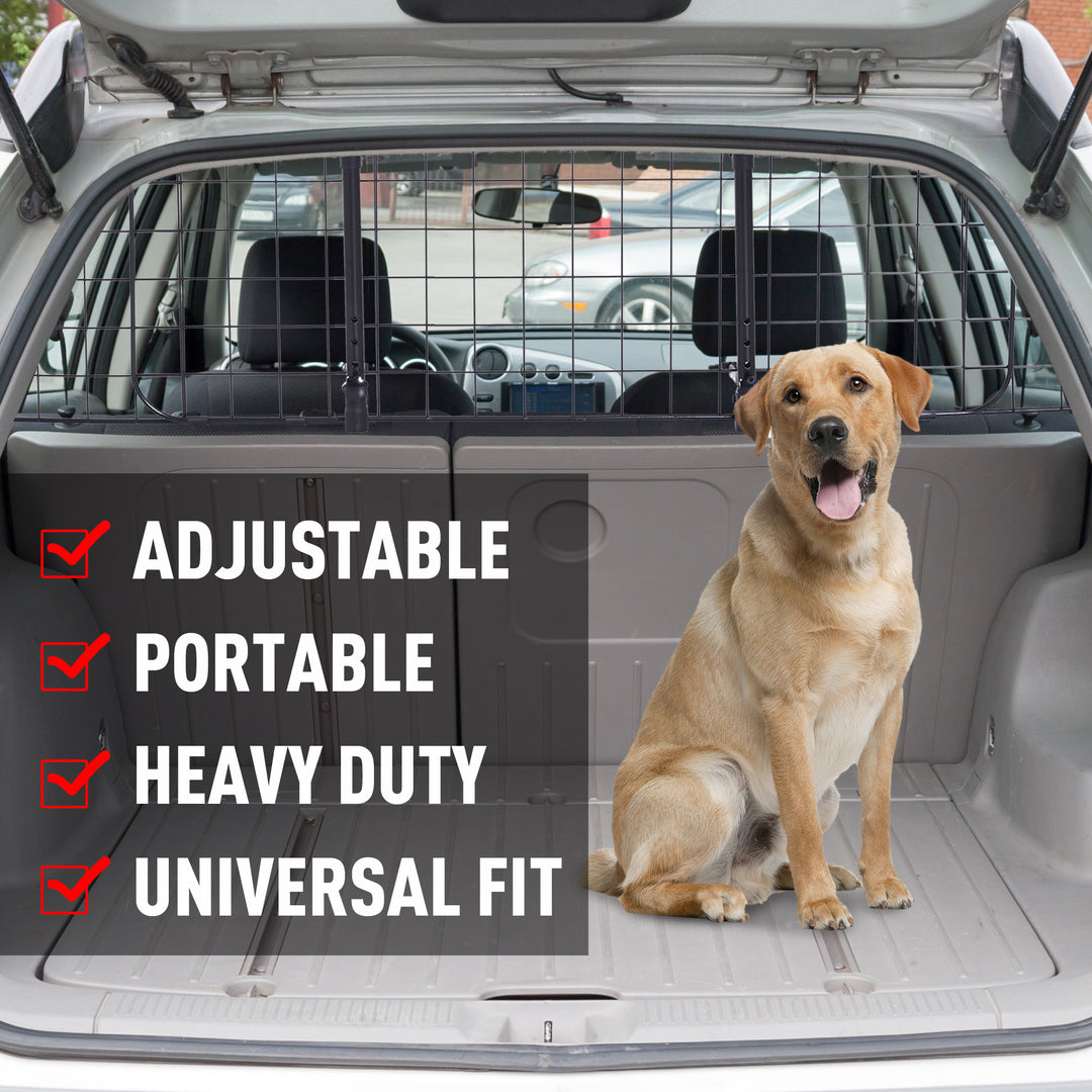 Heavy Duty Pet Car Barrier, 91-145Wx30H cm-Black