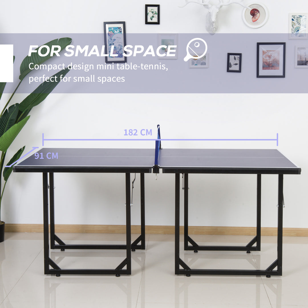 Folding Mini Table Tennis/Ping Pong Table Set-Black/Blue
