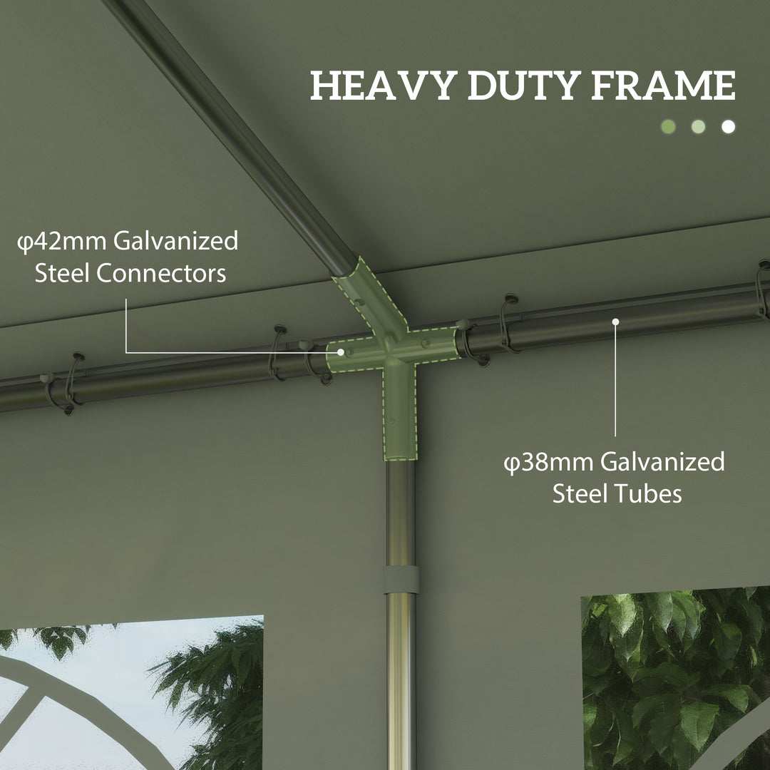 Outsunny 4m x 4 m Party Tents Portable Carport Shelter with Removable Sidewalls & Double Doors, Heavy Duty Party Tent Car Canopy