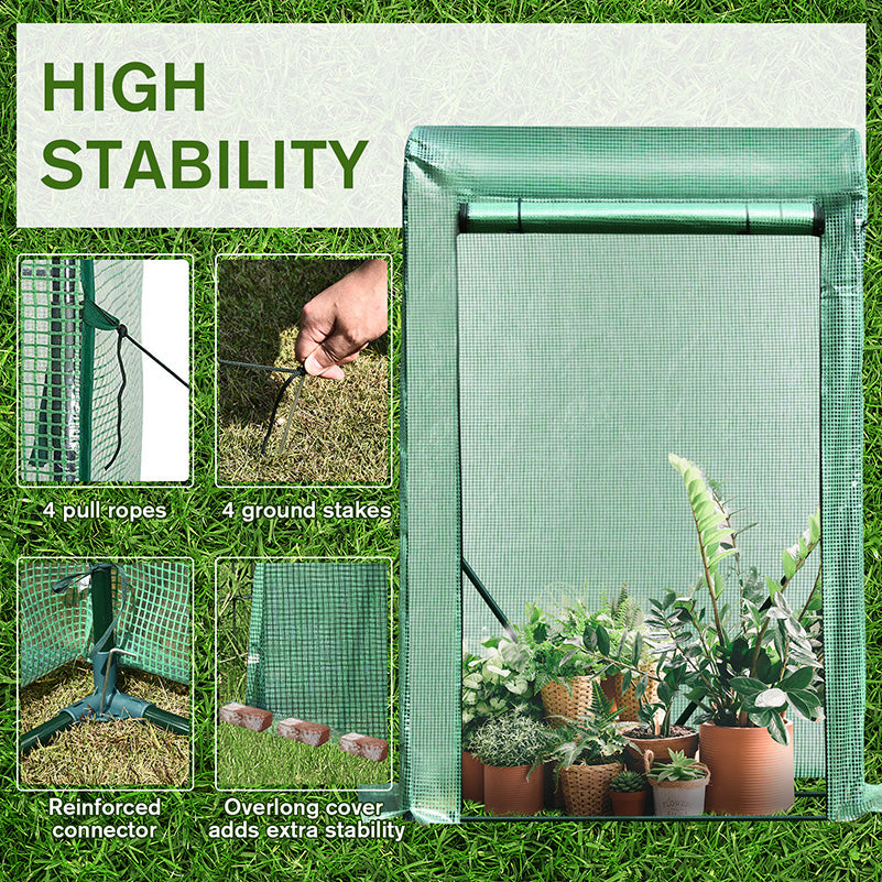 Outsunny Outdoor PE Greenhouse Steel Frame Plant Cover with Zipper 100L x 50W x 150HCM - Green