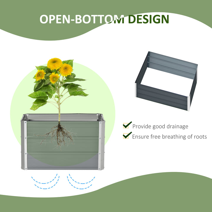 Raised Garden Bed, Elevated Metal Planter Box w/ Installation Gloves for Backyard, Patio to Grow Vegetables, Herbs, and Flowers, Grey
