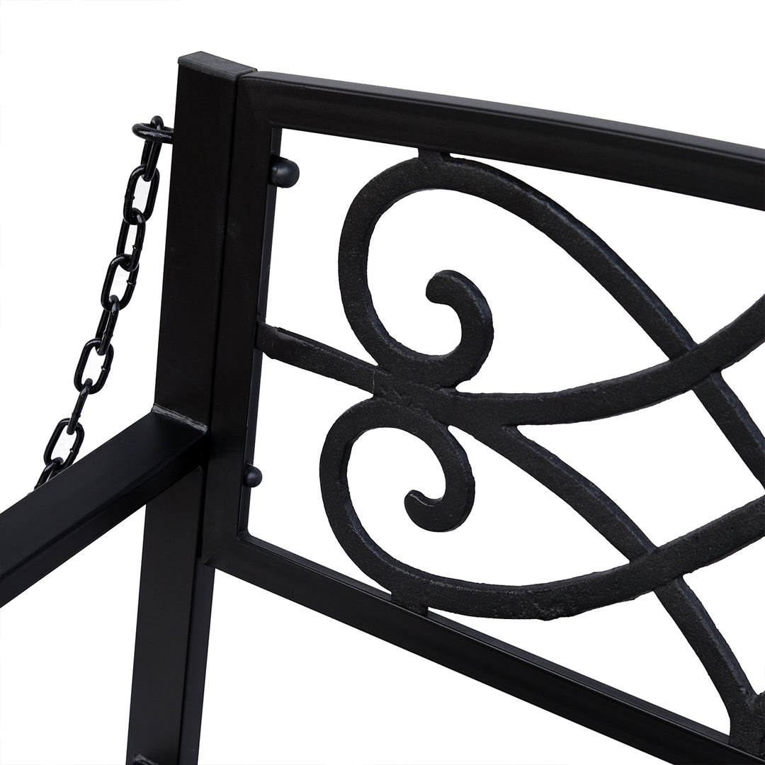 Outdoor Porch Swing Seat Bench with Chains for the Yard, Deck, &amp; Backyard, Black