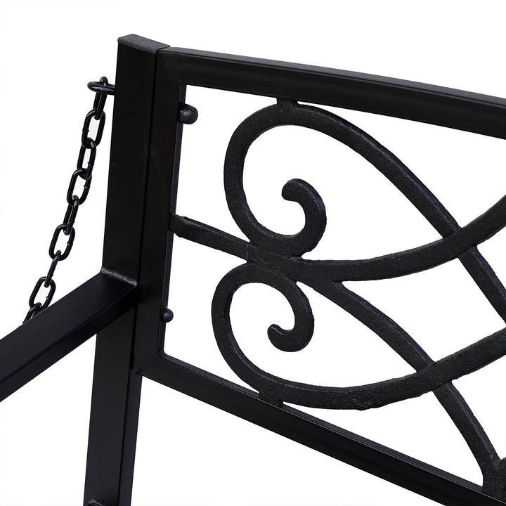 Outdoor Porch Swing Seat Bench with Chains for the Yard, Deck, &amp; Backyard, Black