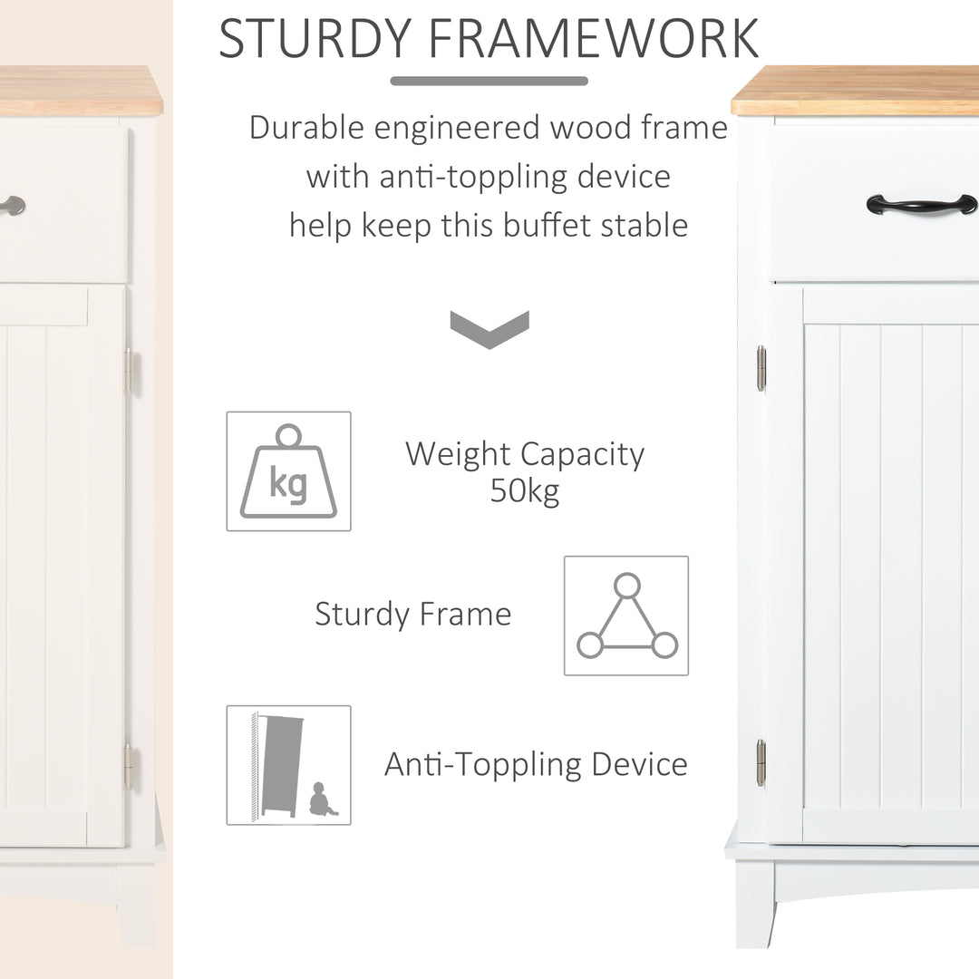 Modern Organising Kitchen Cupboard, Wooden Storage Cabinet, Tableware Organizer with 2 Drawers for Living & Dining Pantry Room, White