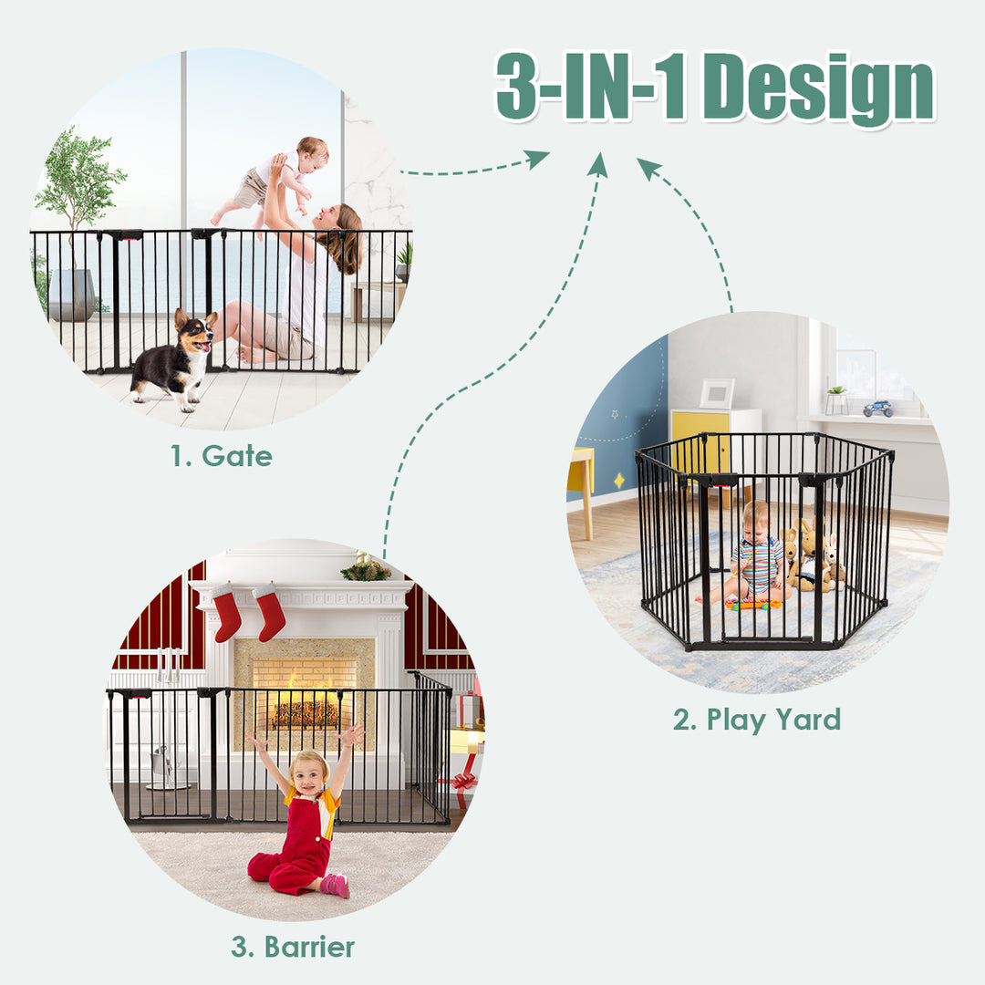Baby Playpen Metal Foldable Design with Safety Lock-Black