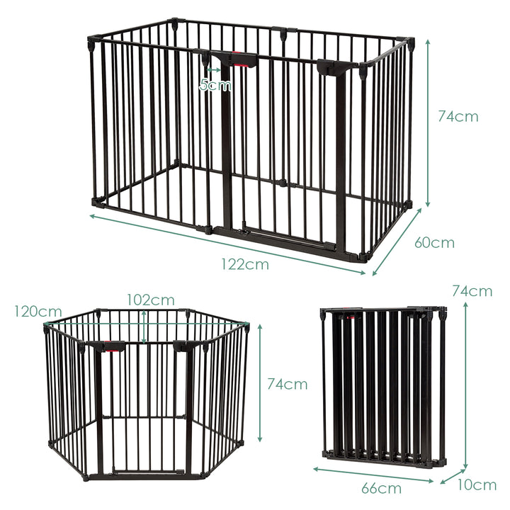 Baby Playpen Metal Foldable Design with Safety Lock-Black