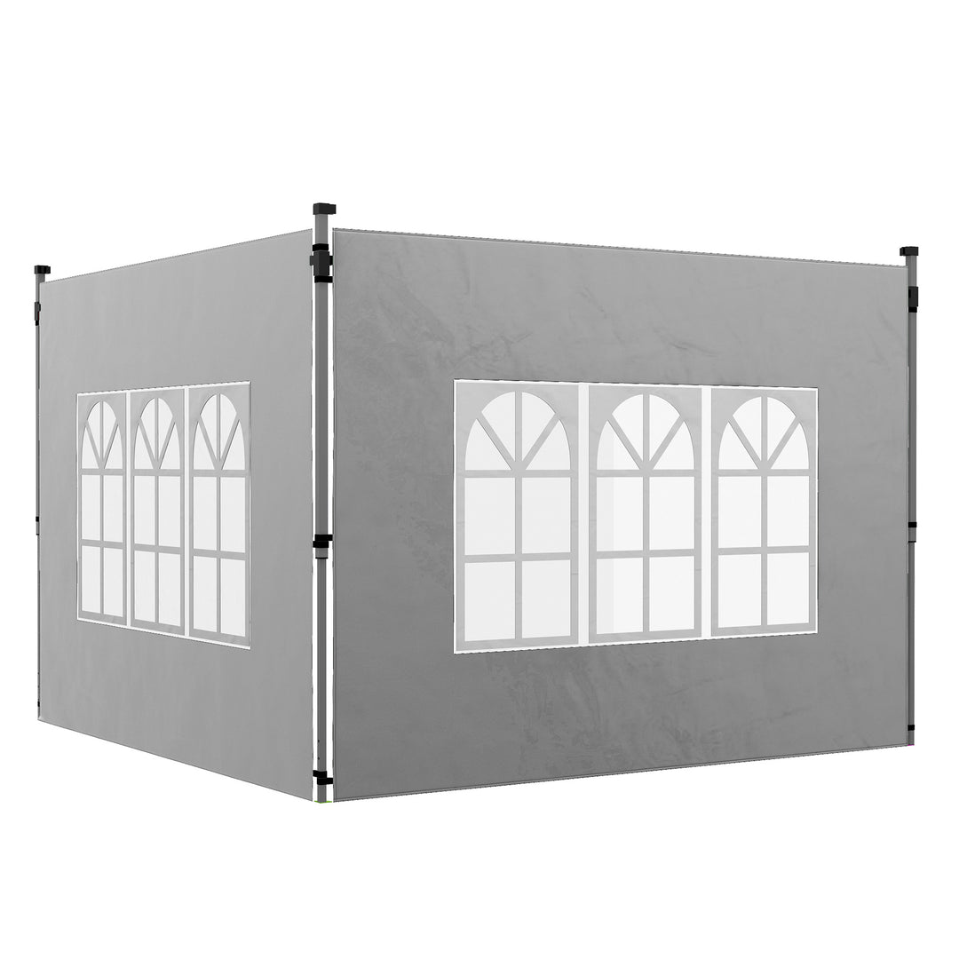 Gazebo Side Panels, Sides Replacement with Window for 3x3(m) or 3x4m Pop Up Gazebo, 2 Pack, Grey