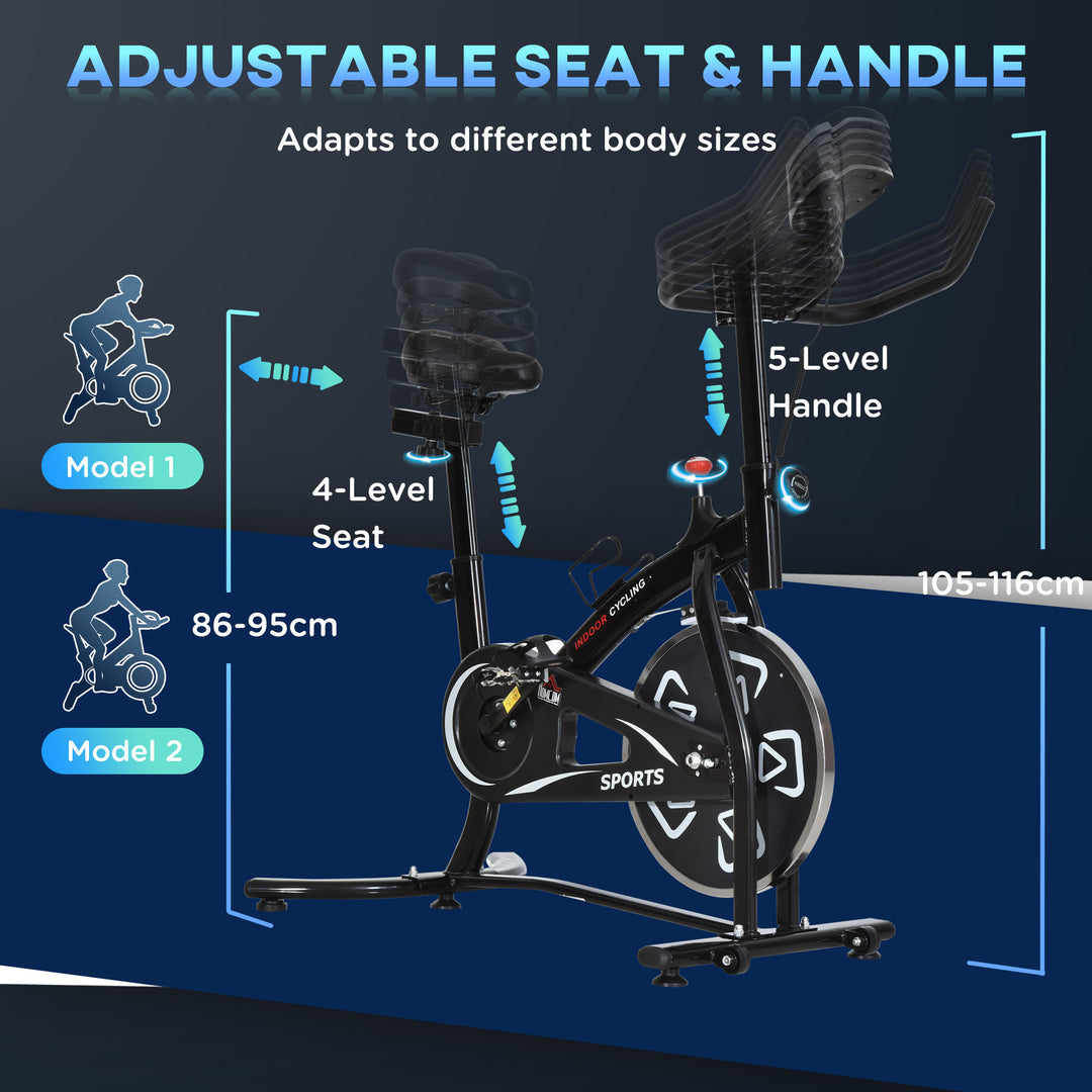 HOMCOM Steel Stationary Bike 8-Level Belt Driven Exercise Bike w/ LCD Monitor Black