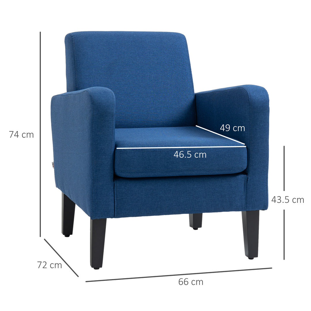 Modern Accent Chair, Occasional Chair w/ Wood Legs-Blue