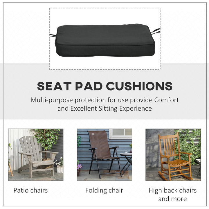 Set of 6 Chair Cushion Seat Pads for Dining Chair with straps - Black