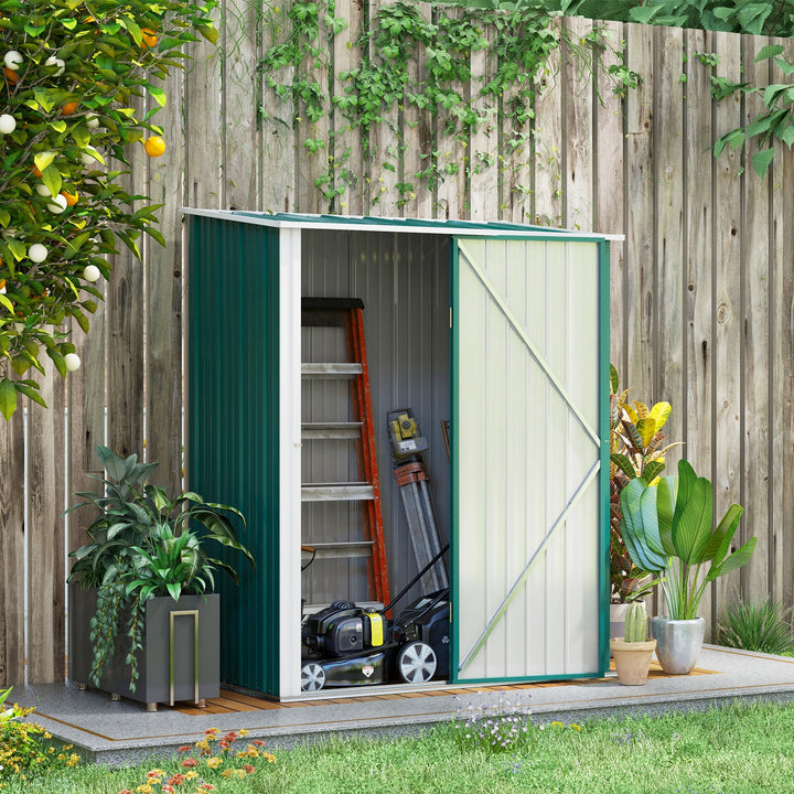 Outdoor Storage Shed, Metal Storage Shed w/ Single Door, 5.3ft x 3.1ft, Green