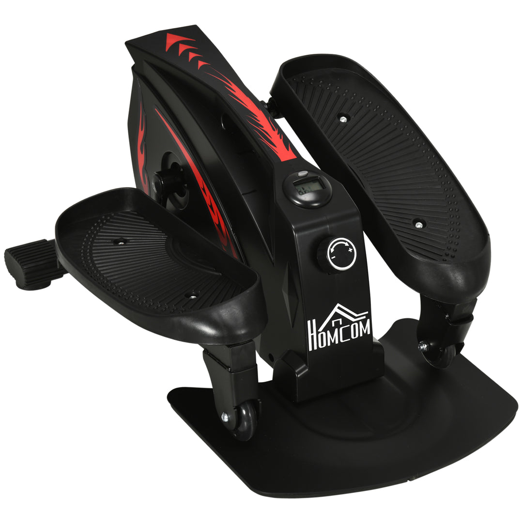 Mini Manual Elliptical Bike Under Desk Bike w/ LCD Monitor Anti-Slip Pedals Adjustable Resistance Home Office Compact Exercise Trainer