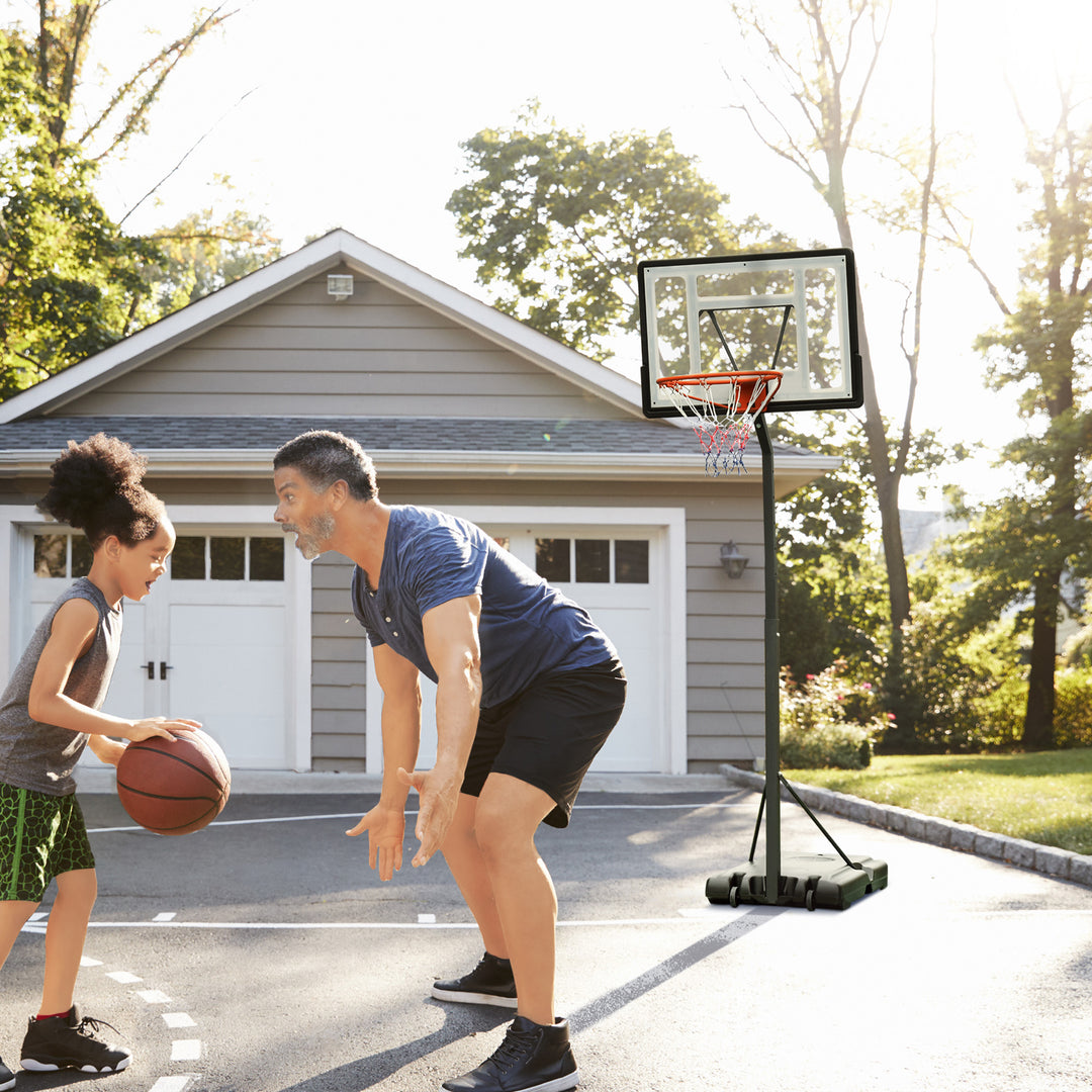 Basketball Hoop Freestanding 255-305cm Hoop Height Adjustable Stand with Backboard Wheels for Teens Adults Black