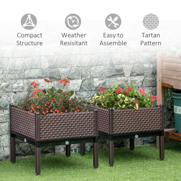 50cm x 50cm x 46.5cm Set of 2 Garden Raised Bed, Elevated Planter Box, Flower Vegetables Planting Container with Self-Watering Design