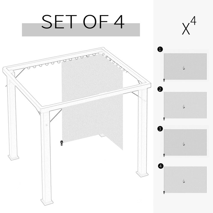 Outsunny 4 Pack Universal Gazebo Replacement Sidewalls Privacy Panel for Most 3 x 3m Gazebo Canopy Pavillion Outdoor Shelter Curtains Beige