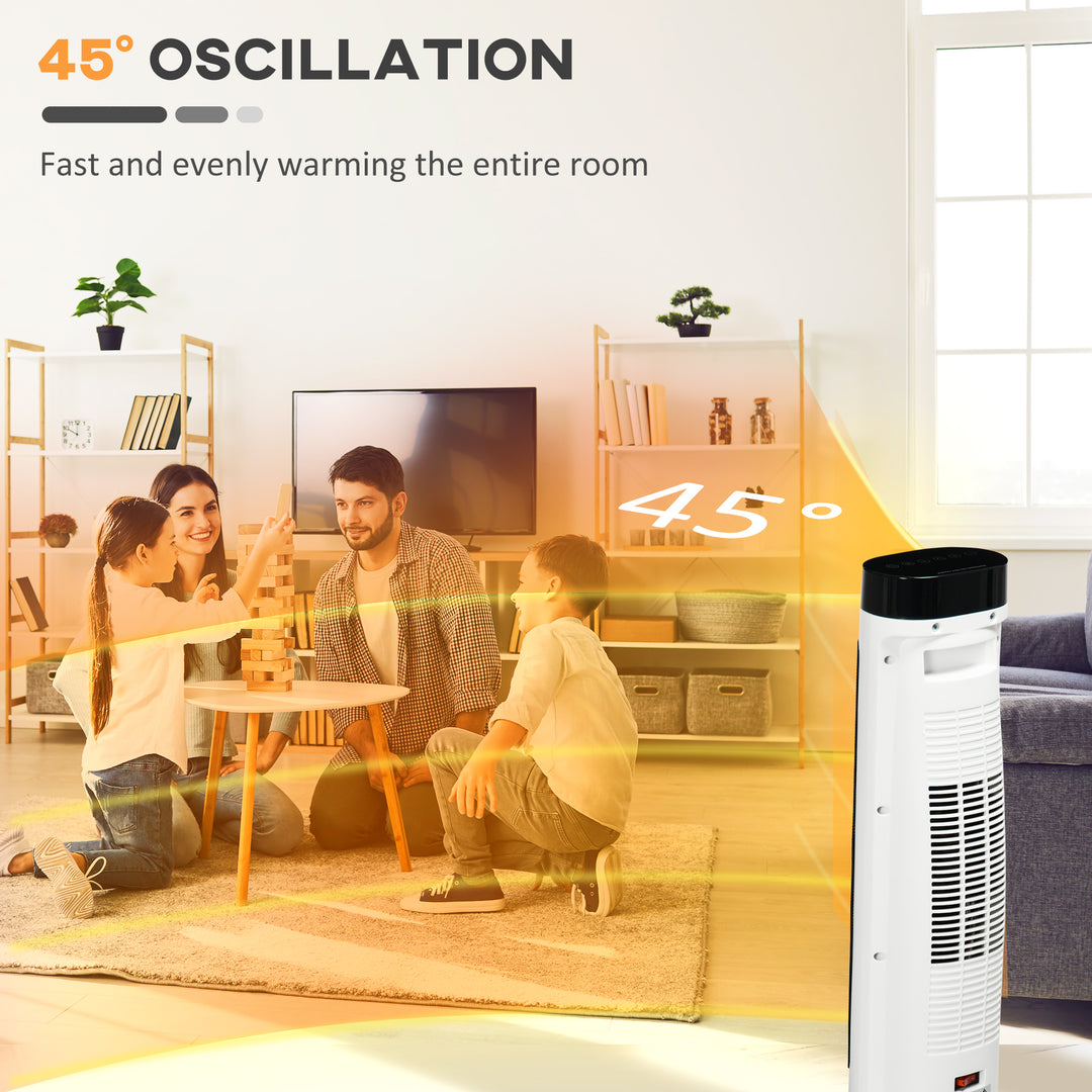 Ceramic Electric Space Heater, Portable Heater for Home with 3 Heat Settings, Oscillation, Adjustable Temperature, 1000W/2000W, Black