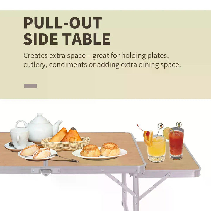 Aluminium Pincic Table MDF-Top 3ft Folding Portable Outdoor Table Silver