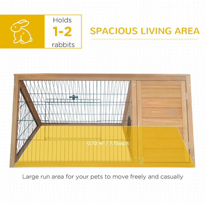PawHut Wooden Rabbit Cage Small Animal Hutch w/ Outside Area - Yellow