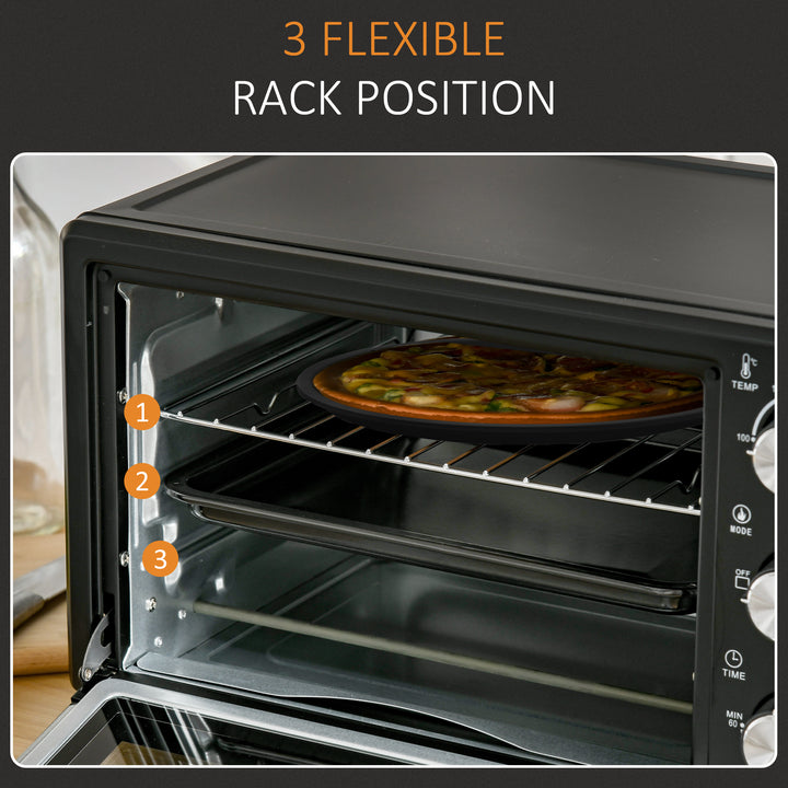 Mini Oven, 21L Countertop Electric Grill, Toaster Oven with Adjustable Temperature, Timer, Baking Tray and Wire Rack, 1400W