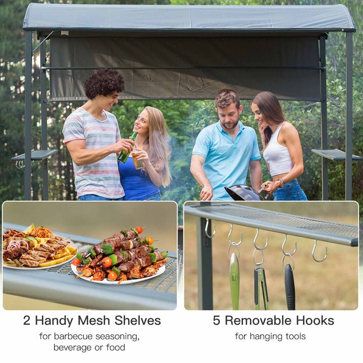 Metal Frame Outdoor BBQ Canopy Grey