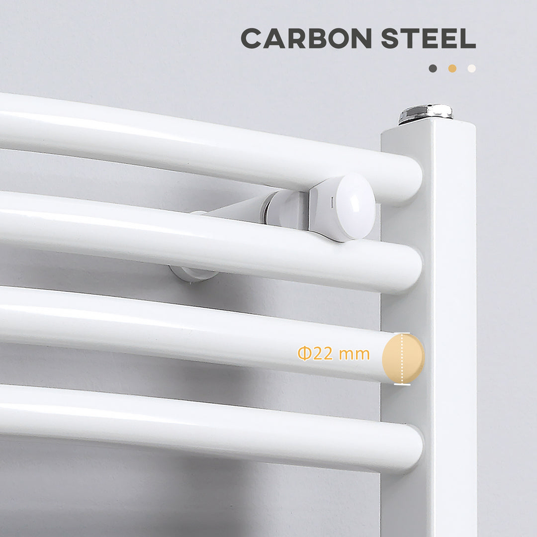 Straight Heated Towel Rail, Hydronic Bathroom Ladder Radiator Towel Warmer For Central Heating 600mm x 1200mm, White
