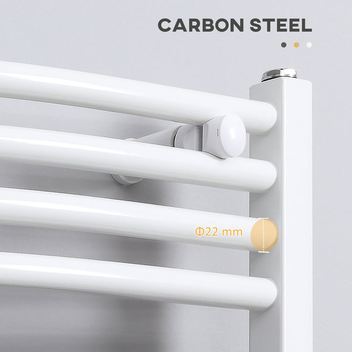 Straight Heated Towel Rail, Hydronic Bathroom Ladder Radiator Towel Warmer For Central Heating 600mm x 1200mm, White