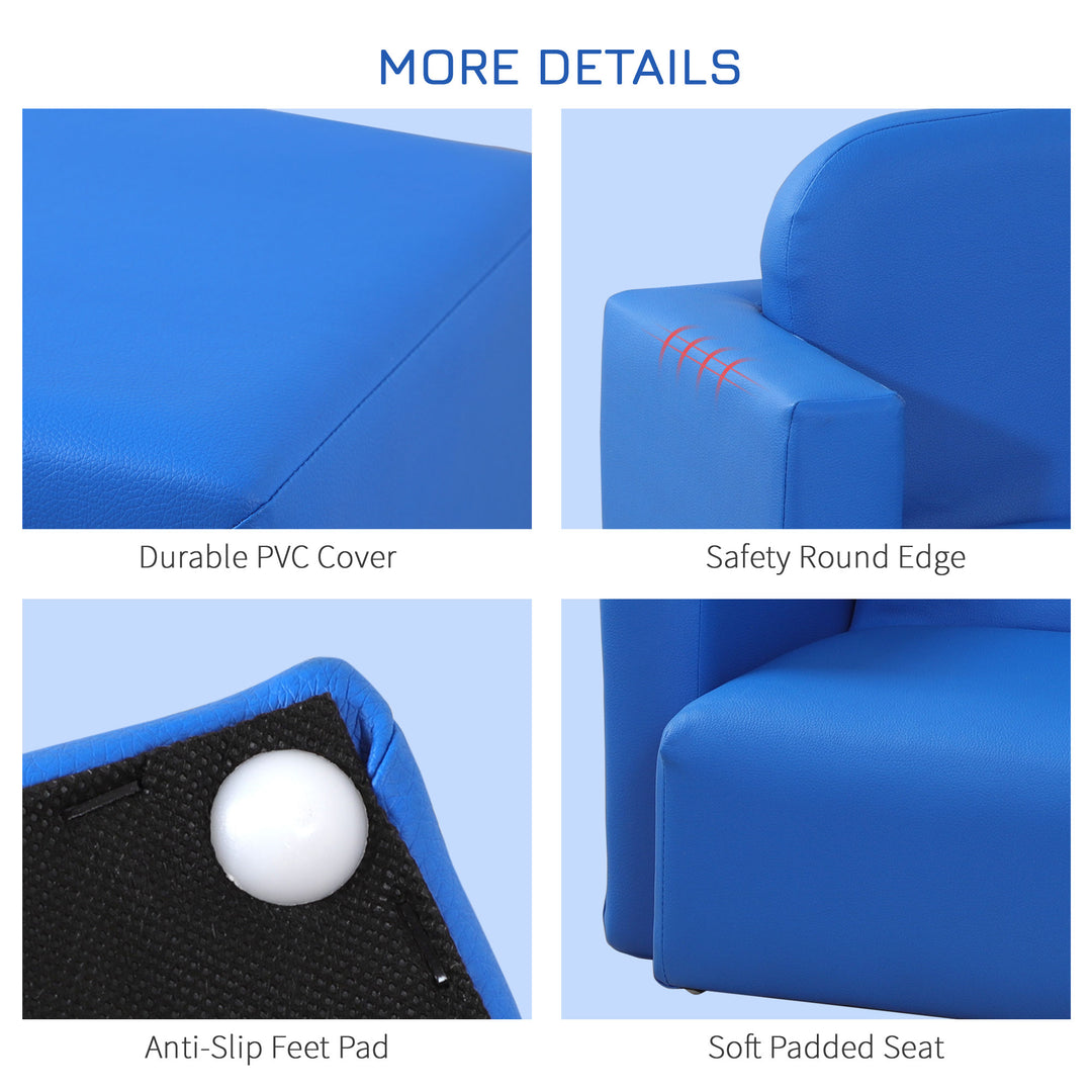Kids Mini Sofa 3 in 1 Table Chair Set Children Armchair Seat Relax Game Playroom Seater Girl Boys Blue