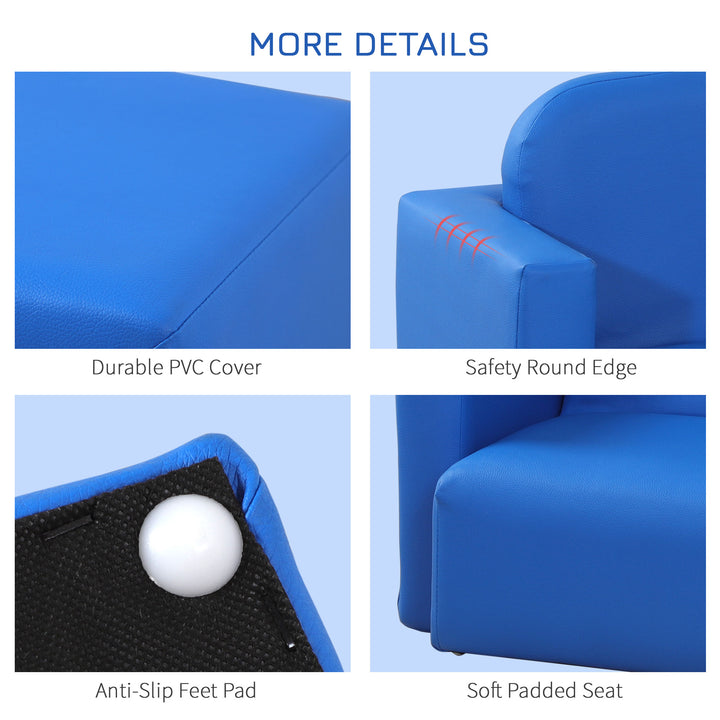Kids Mini Sofa 3 in 1 Table Chair Set Children Armchair Seat Relax Game Playroom Seater Girl Boys Blue
