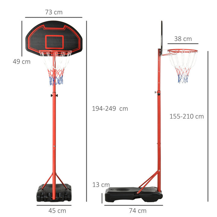 Steel Frame Adjustable Basketball Hoop Stand Black/Red