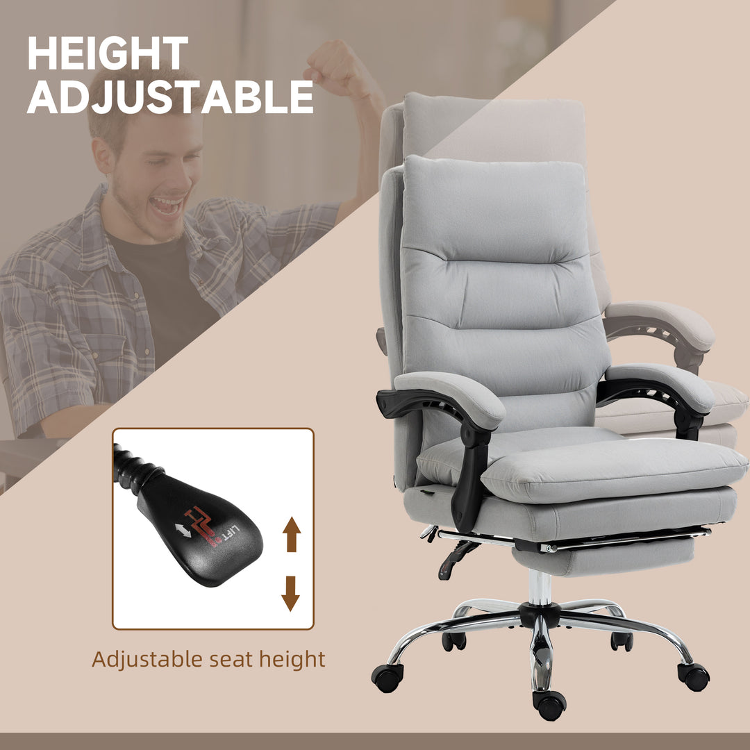 Office Chair with Heat and Footrest, Double-tier Padding, Grey