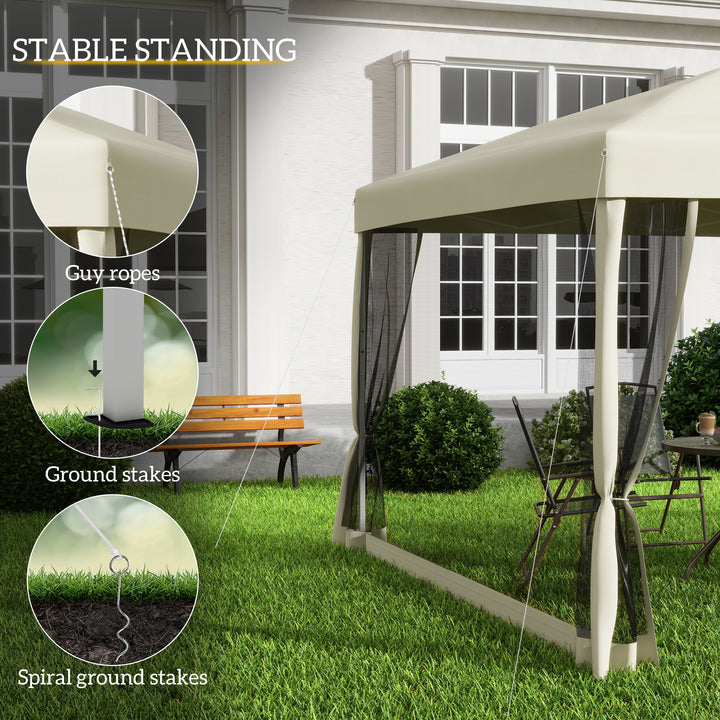 3x3m Pop Up Gazebo W/ Mesh Walls-Tan