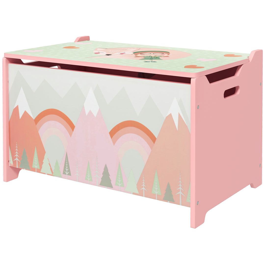 Toy Box for Girls Boys, Kids Toy Chest with Lid Safety Hinge - Pink