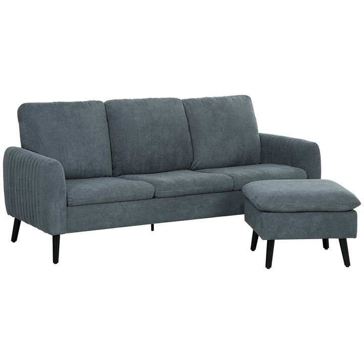 Corner Sofa with Reversible Chaise Lounge, Corduroy Fabric 3 Seater Sofa Settee for Living Room, L Shaped Couch with Scatter Back, Left/Right Hand