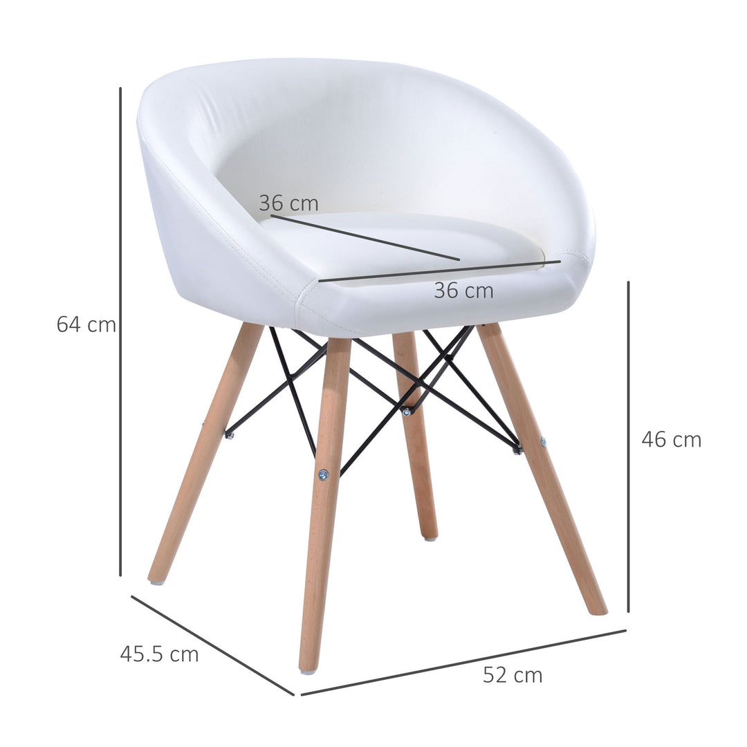 Faux Leather Lounge Chair W/Solid Wooden Legs-White