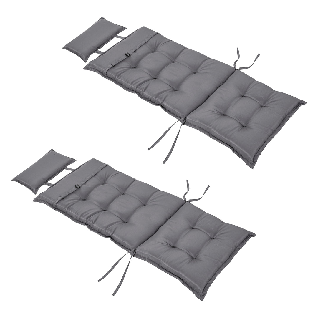 Set of 2 Outdoor Chair Cushions, High Back Padded Patio Chair with Pillow for Indoor and Outdoor Use,20L x 50W x 9D cm Dark Grey