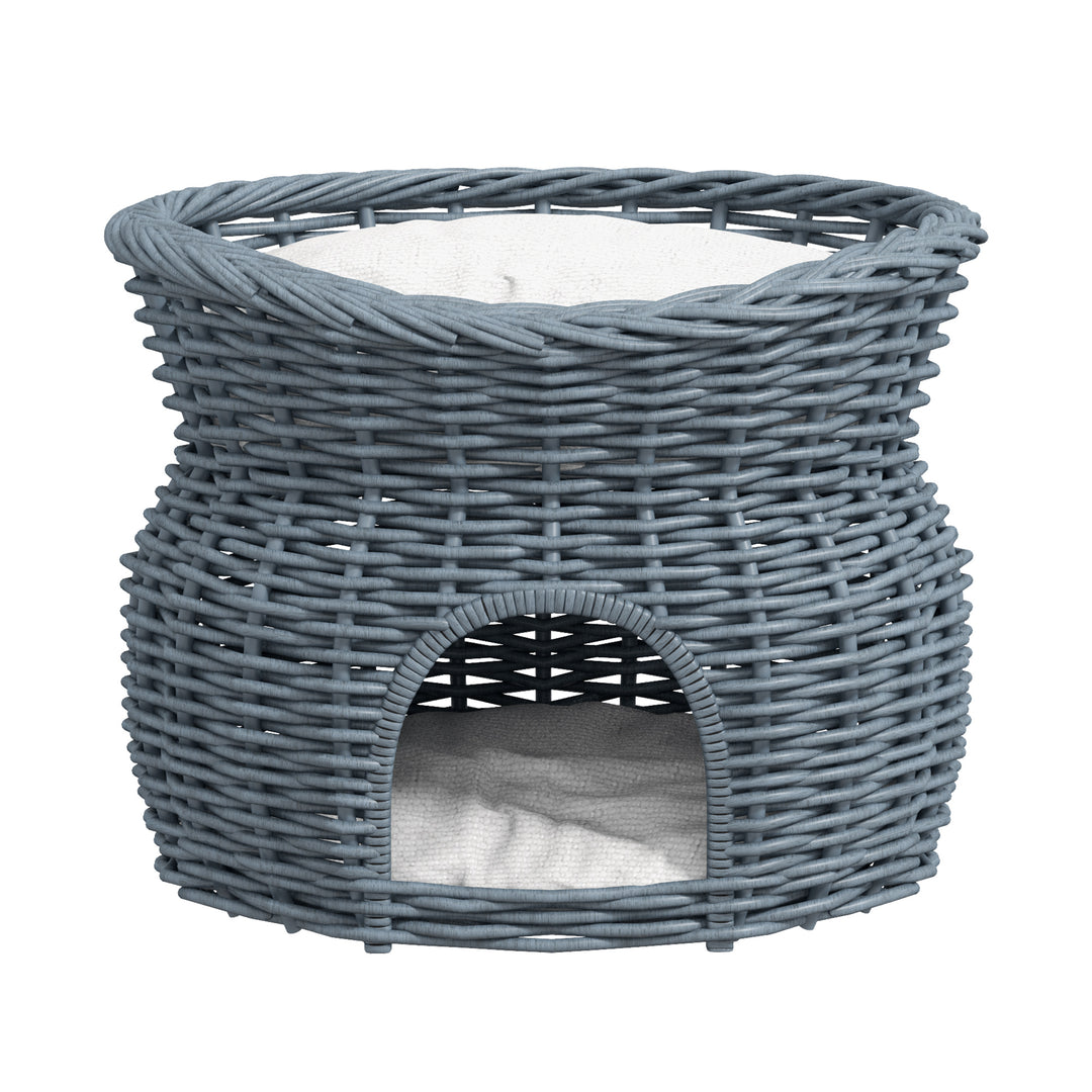 2-Tier Elevated Cat Bed Basket W/Cushion-Grey
