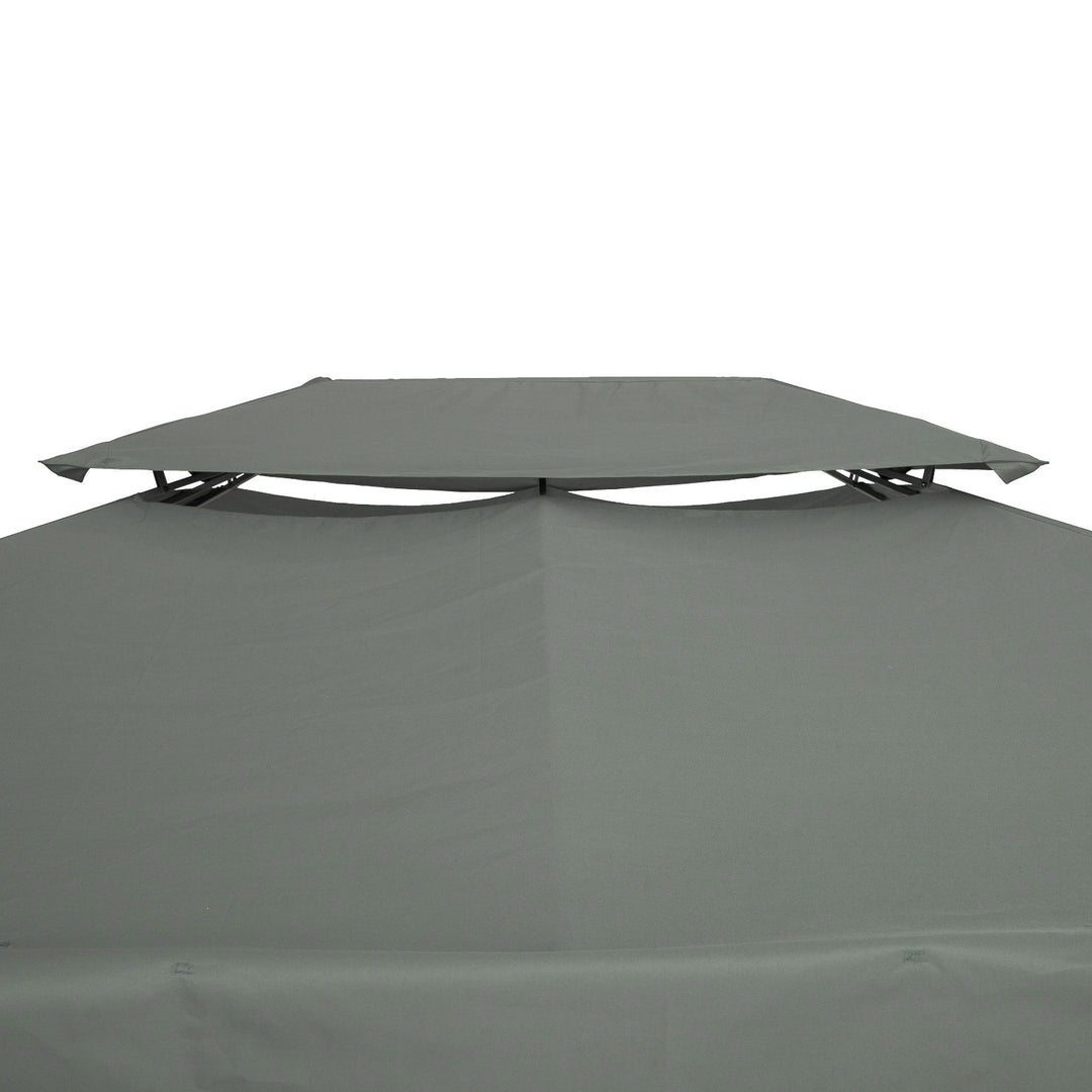 3x4m Gazebo Replacement Roof Canopy 2 Tier Top UV Cover Garden Patio Outdoor Sun Awning Shelters Deep Grey (TOP ONLY)