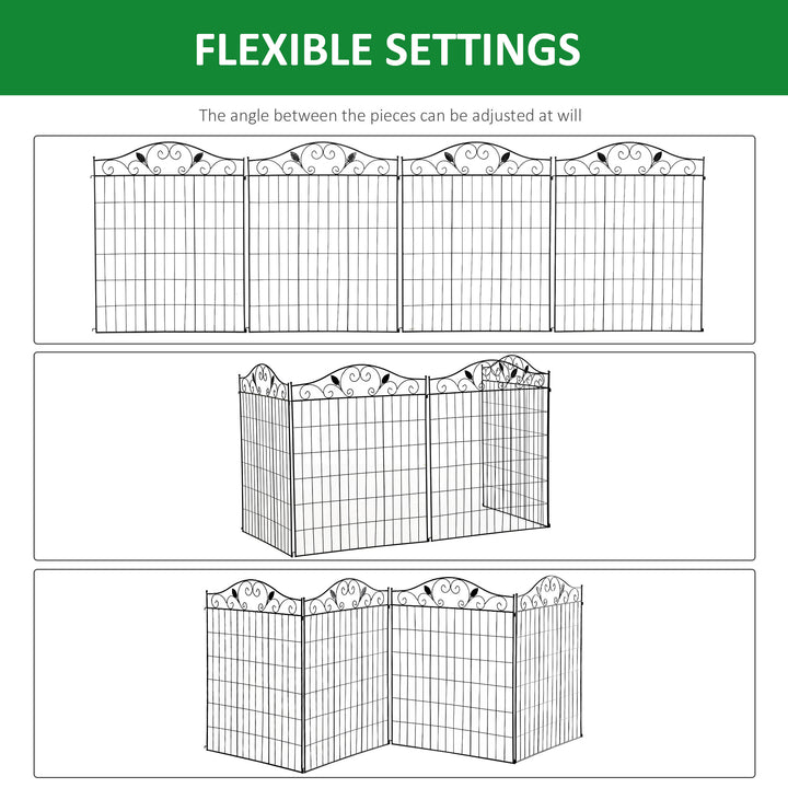 Garden Decorative Fence 4 Panels 44in x 12ft Metal Wire Landscape Border Edging