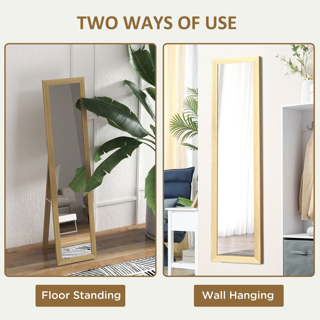 Rustic Full Length Mirror, Hanging and Freestanding Floor Mirror, Farmhouse Decorative Wall Mirror, for Living Room, Bedroom, 155 cm, Natural