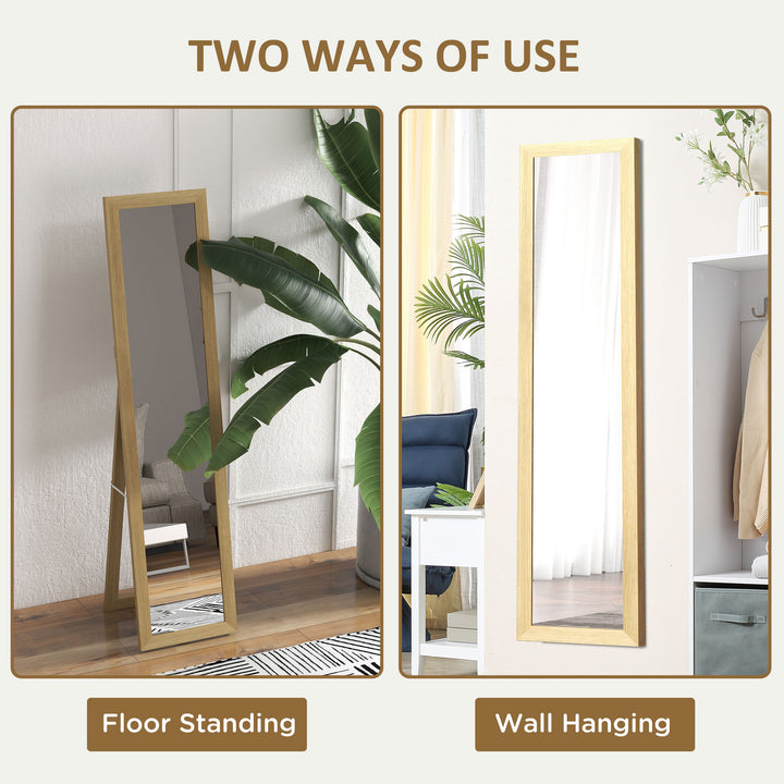 Rustic Full Length Mirror, Hanging and Freestanding Floor Mirror, Farmhouse Decorative Wall Mirror, for Living Room, Bedroom, 155 cm, Natural