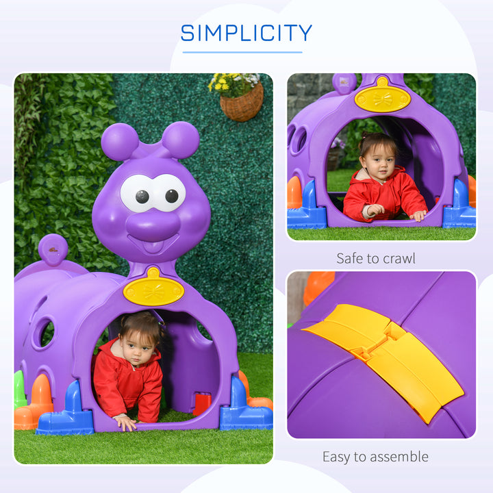 Play Tunnel for Kids Caterpillar Climbing Crawling Tunnel Equipment for 3-6 Years Old, Indoor Outdoor for Garden Playground, Purple