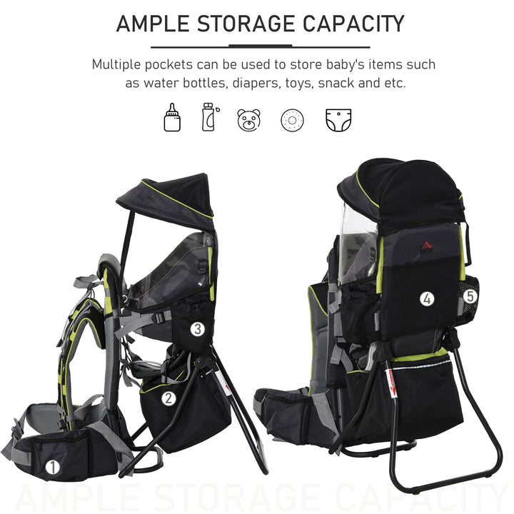 Baby Hiking Backpack Carrier Child Carrier with Ergonomic Hip Seat Detachable Rain Cover Adjustable Straps Stand for Toddler 6-36 Months Black