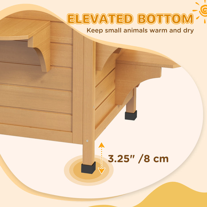 Wooden Cat House Condos Cat Cave Pet Shelter 2 Floor Villa Outdoor Furniture Natural Wood Finish