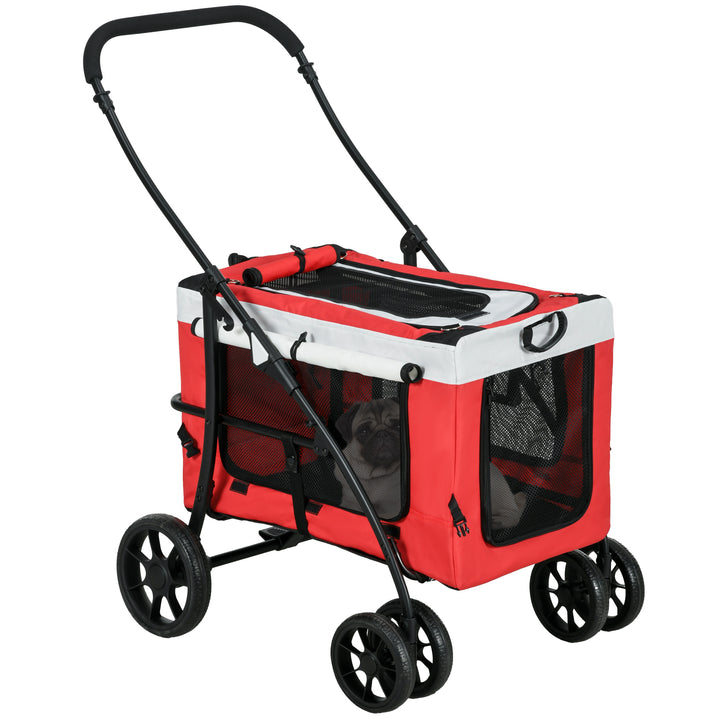 Foldable Dog Stroller, Pet Travel Crate with Detachable Carrier