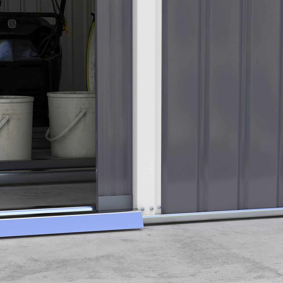 Outsunny 6.5 x 11FT Foundation Ventilation Steel Outdoor Garden Shed Grey