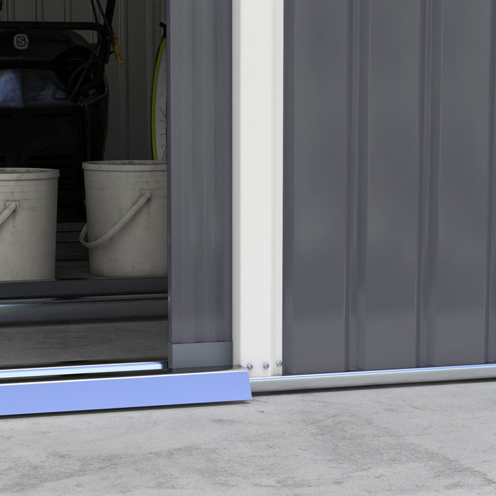 Outsunny 6.5 x 11FT Foundation Ventilation Steel Outdoor Garden Shed Grey